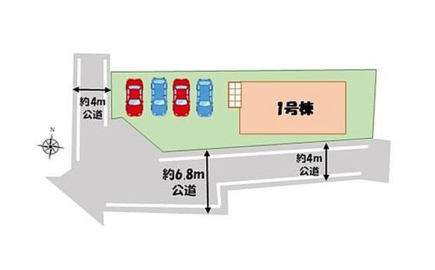 【【全体区画図】】JR和歌山線「JR五位堂」駅徒歩17分♪小学校まで徒歩3分の近さでお子様の通学も安心◎お車は並列で4台駐車可能です！