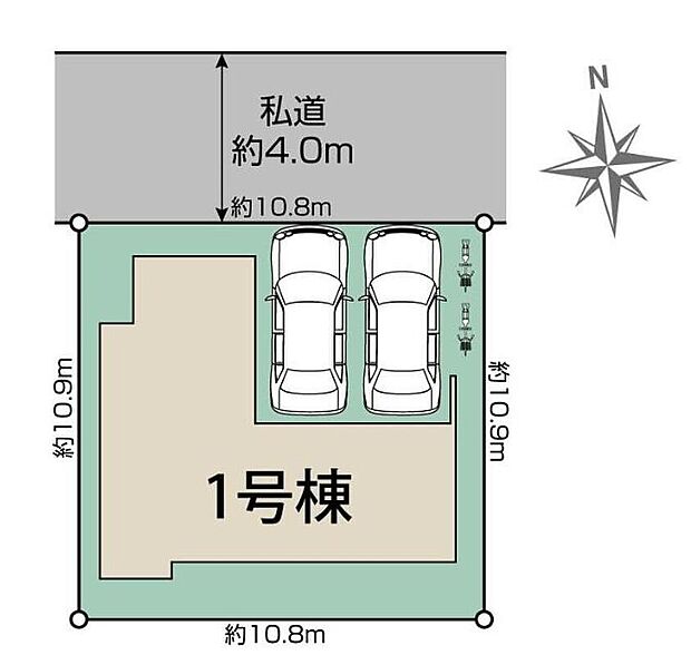 【【全体区画図】】カースペース２台分ございますので、家族分の自転車を駐輪したり、来客用の駐車スペースとしてもお使いいただけます♪ＪＲ関西本線（大和路線）「郡山」駅まで徒歩4分♪