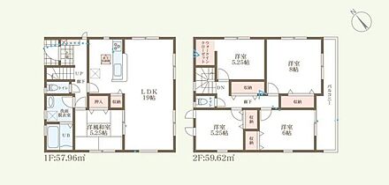◇対面式キッチンを採用した広々19帖のLDK！
◇2階には、大容量収納のウォークインクローゼットを設置♪
◇ＬＤＫ隣に、あると落ち着く洋風和室付♪家事の休憩時やお子様のお昼寝時などに活躍します♪ 
