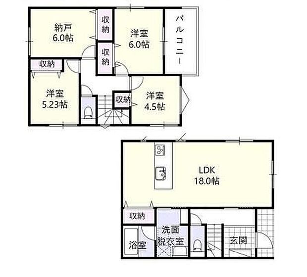 【3LDK+S】◇18帖LDKの対面式キッチンプランです♪
◇お洗濯物がたくさん干せる広々バルコニー♪
◇全居室収納付き♪
◇浴室乾燥機・ガス乾燥機「乾太くん」標準仕様♪