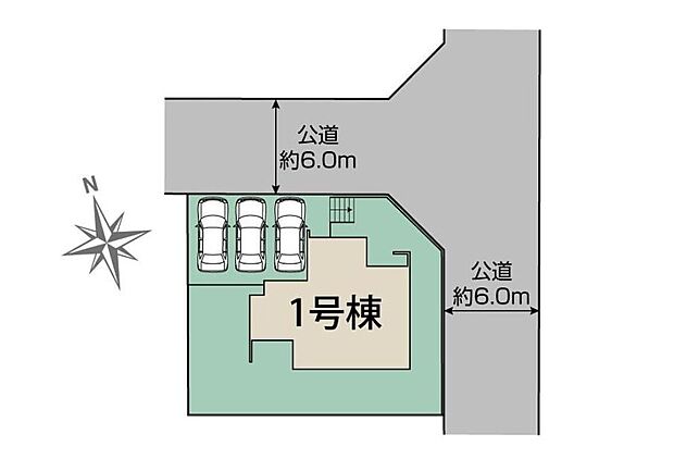 【全体区画図】閑静な住宅地☆カースペース3台分ございますので、来客用の駐車スペースとしてもお使いいただけます♪自転車を駐輪するスペースもございます♪