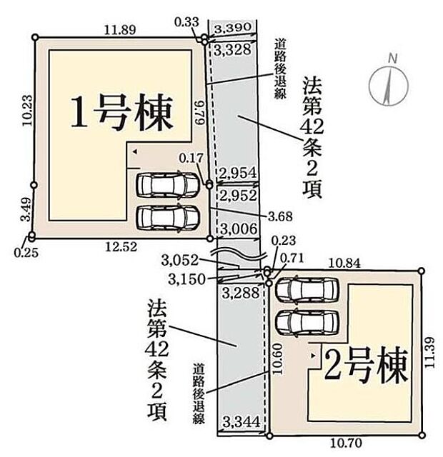 【【全体区画図】】カースペース2台分ございますので、家族分の自転車を駐輪したり、来客用の駐車スペースとしてもお使いいただけます♪