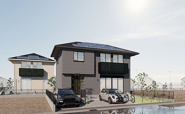 【外観パース図】■3号棟外観（パース）2台駐車可能です(車種による)