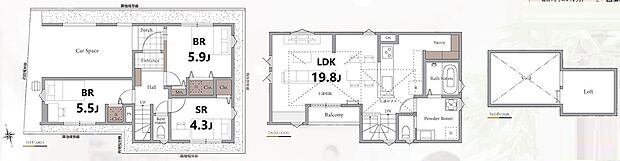 (１号棟)、3LDK、土地面積73.35m2、建物面積95.78m2