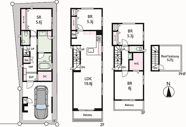 (A号棟)、価格1億680万円、4LDK、土地面積75m2、建物面積120.4m2