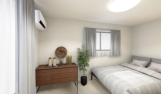 【【内観パース】】【洋　室】
・床材
　ＤＡＩＫＥＮ製 
　傷や汚れに強い仕様♪
※2号棟イメージパース