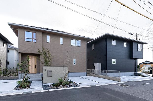 ■A、B号地外観外壁は、セルフクリーニング機能のある壁材を使用し、きれいが長続きします。