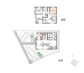 ■Ｄ号地
南向きの陽光が差し込む約19.5帖の広々LDKにワークスペースを確保。ファミリークローク・おでかけクローク・土間クロークなど収納も充実した、快適で機能的な間取りです。 
