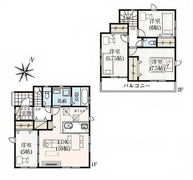 【4LDK】※建物面積にインナーバルコニー1.24m2含む
