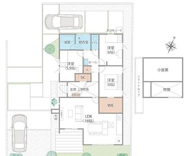 収納スペースが豊富で生活動線にも配慮された設計です。各部屋が独立しておりプライバシーを確保しやすい間取りです。リビングダイニングは広さがありゆったりとした空間が広がります。