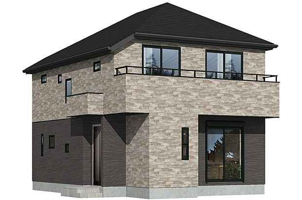 1号棟｜濃いめのブラウンの柔らかさとライトグレーのシャープさが調和する、モダンでありながら温かみのある外観。  ※実際の色・仕様と異なる場合があります。