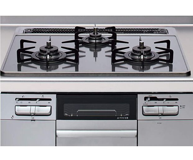 【【クリナップ】両面焼きガラストップコンロ】ガラスコートによる深みある光沢と繊細なパール調の輝き。ベースの金属にガラス質を密着させているので、ヒビ割れなどにも強さを発揮します。