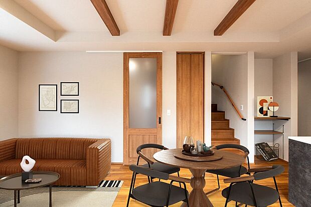 【リビング】■2号地リビングリビングの一角にはワークスペースを設置。テレワークやお子様のリビング学習などに活用いただけます。※CG合成にて家具を設置