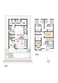 ■12号地間取図　
12号地は1階にリビングと水回り、2階に洋室3部屋のある3LDK。2階約8.1帖の主寝室には、ワークスペースがございます。家事机、PCデスクなど様々な用途でお使いいただけます。 