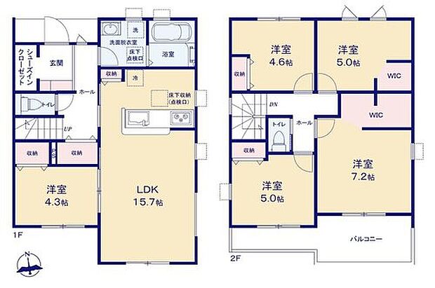 (1号棟)、価格2780万円、5LDK、土地面積202.48m2、建物面積106m2
