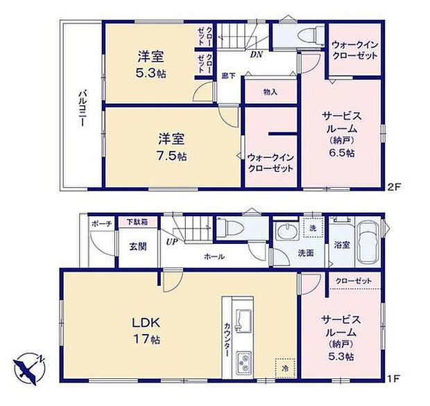 (２号棟)、価格3380万円、2LDK+2S、土地面積180.12m2、建物面積100.04m2

