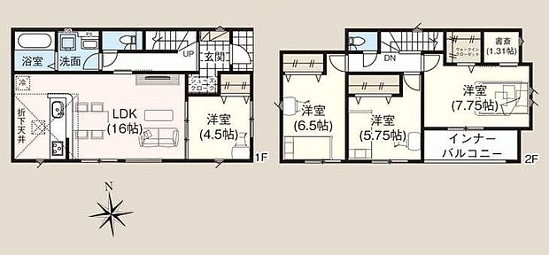 (２号棟)、価格3510万円、4LDK、土地面積152.82m2、建物面積106.4m2