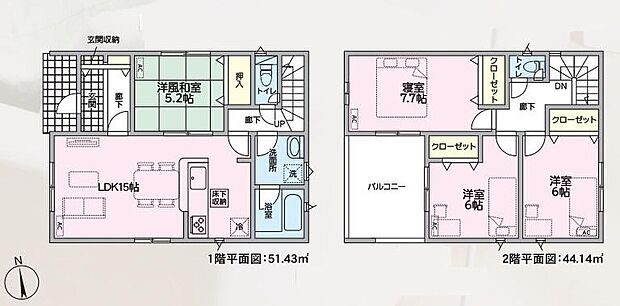 (２号棟)、価格2490万円、4LDK、土地面積170.01m2、建物面積95.57m2