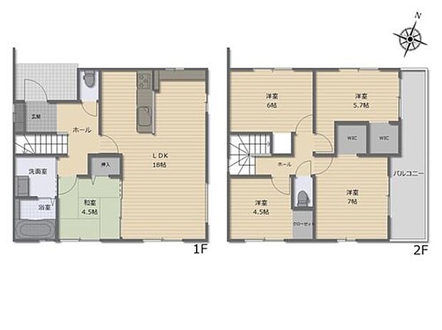 (2号棟)、価格2988万円、5LDK、土地面積197.27m2、建物面積107.23m2