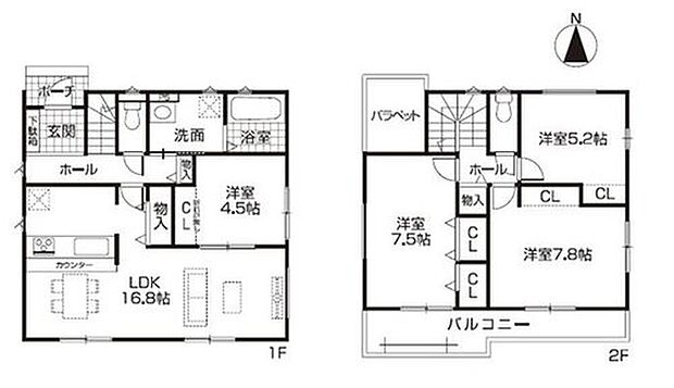 (1号棟)、価格3490万円、4LDK、土地面積166.8m2、建物面積99.23m2