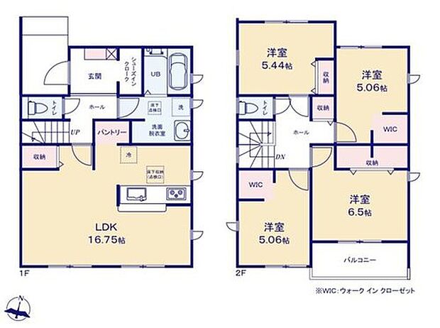 【4LDK】対面式キッチン仕様で南向きの約１６．７５帖リビング♪
パントリーやＷＩＣ等、各所・各居室に収納スペース充実♪
２階４部屋あり、お子様ひとりひとりにお部屋を与えられます♪
日当たり良好な南側バルコニー♪