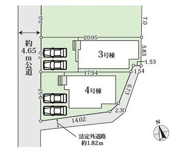 【全体区画図】3号棟 3,180万円
4号棟 2,980万円