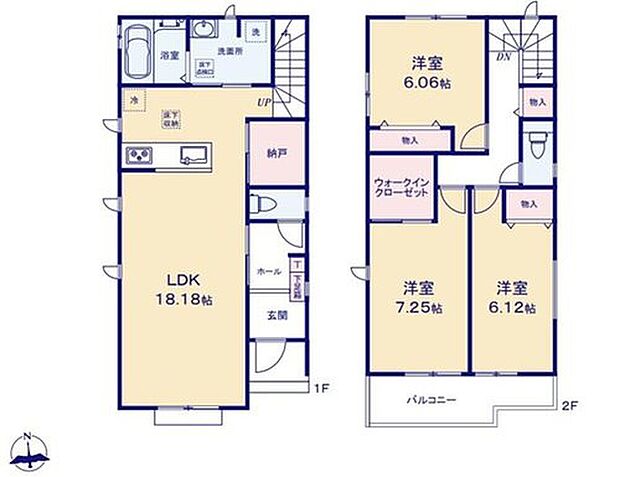 【3LDK】対面式キッチン仕様の南向き約１８．１８帖リビング♪
全居室約６帖以上の広々プライベート空間♪
WICやサービスルームがあり、各所・各居室にも収納スペース完備♪
２部屋から出入りできる南側バルコニー♪