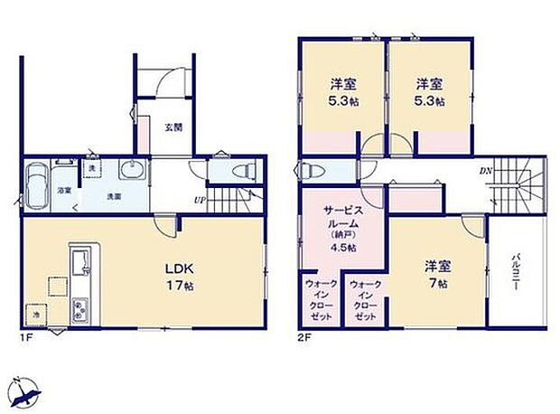 【3LDK+S】対面式キッチン仕様の約17帖リビング♪
使用用途多数な納戸がございます♪
WICがあり、各所・各居室にも収納スペース充実♪
南側バルコニーは日当たり良好♪