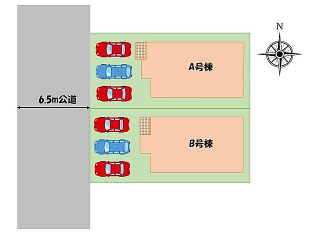 【全体区画図】A号棟　２，８９０万円
B号棟　２，９９０万円