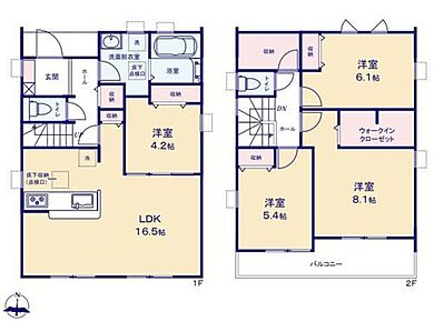 南向きの約１６．５帖リビング♪
LDKと洋室を一体できる人気の間取り♪
納戸があり、各所・各居室にも収納スペース完備♪
２部屋から出入りできる南側ワイドバルコニー♪ 