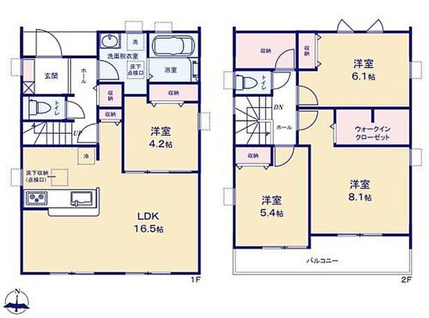 【4LDK】南向きの約16.5帖リビング♪
LDKと洋室を一体できる人気の間取り♪
納戸があり、各所・各居室にも収納スペース完備♪
2部屋から出入りできる南側ワイドバルコニー♪