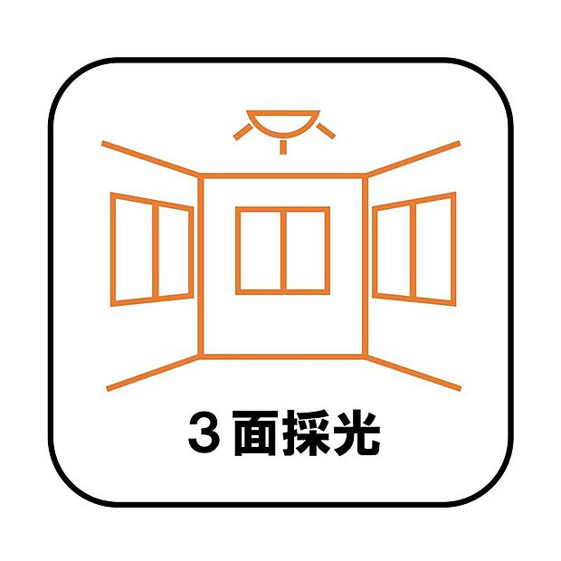 【【3面採光】】複数の方角から部屋へ日光を採り入れることができるため、一日を通して陽当たりが良く部屋が明るくなります。今の時代に欠かせない換気も良好です！