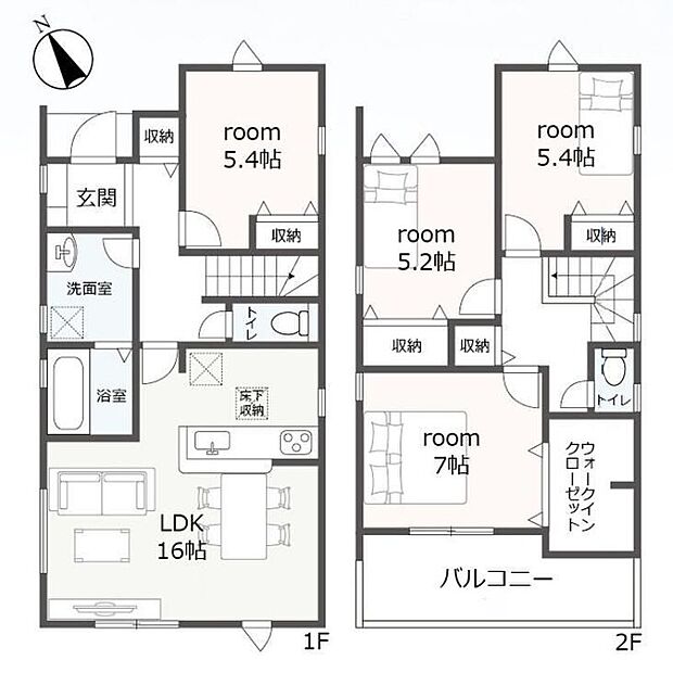 【4LDK】独立した4部屋でプライベート時間もしっかり確保できます☆WICや各居室収納など、収納充実でお部屋がすっきり片付き、綺麗な空間を保てます♪