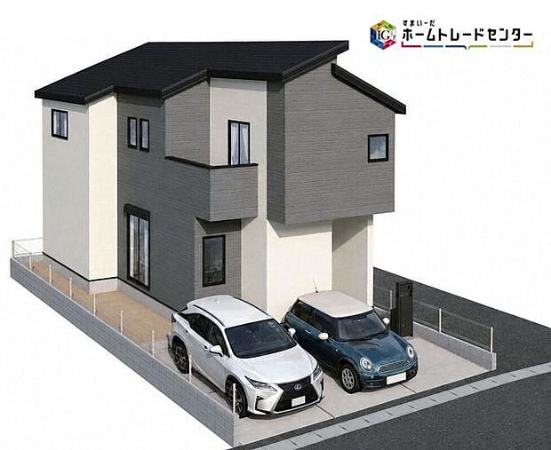 【完成予想図(外観)】お車は２台駐車可能☆当日のご見学可能。同じものは２つとない「夢のマイホーム」との出会いが待っているかもしれません♪
