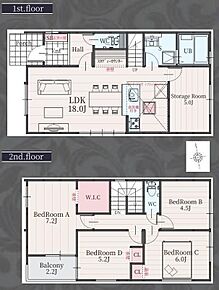 対面式キッチン仕様の約１８帖のリビング☆居室４部屋あり、お子様一人一人にお部屋が与えられます♪自由な用途に使用できる５帖のストレージルーム付♪ 