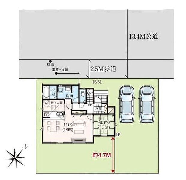 敷地面積５６坪♪
並列駐車２台可！
プライベート感満載の広いお庭付き♪