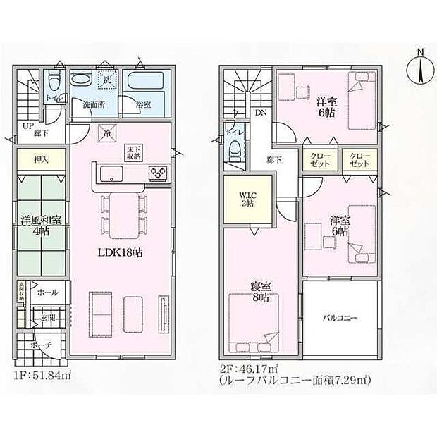(1号棟)、価格2880万円、4LDK、土地面積118.09m2、建物面積98.01m2