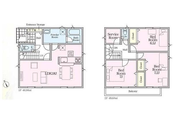 (1号棟)、価格2680万円、3LDK+S、土地面積127.37m2、建物面積95.58m2