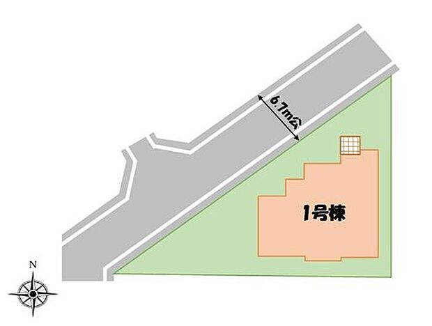 敷地99坪超！公道約6.7mに接するゆとりある配置です☆カースペース付き♪家族分の自転車を駐輪したり、来客用の駐車スペースとしてもお使いいただけます♪

