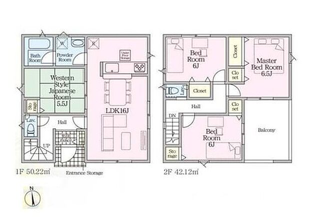 【4LDK】◇足を伸ばして寛げる和室のある2階建ての住まい♪
◇2階のお部屋は全て6帖以上！家具を配置してもゆとりが生まれます♪
◇たっぷり広さの設けられたインナーバルコニーは洗濯物や布団をたっぷり干せて快適♪