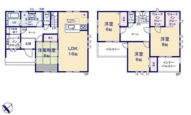 【4LDK】寛ぎの時間を紡ぎだす８帖の主寝室♪
大型ベットを置いても余裕です。
収納力豊富なウォークインクローゼット２つ設置♪
洋服や小物類など、目的に応じてすっきり美しい収納を実現します！