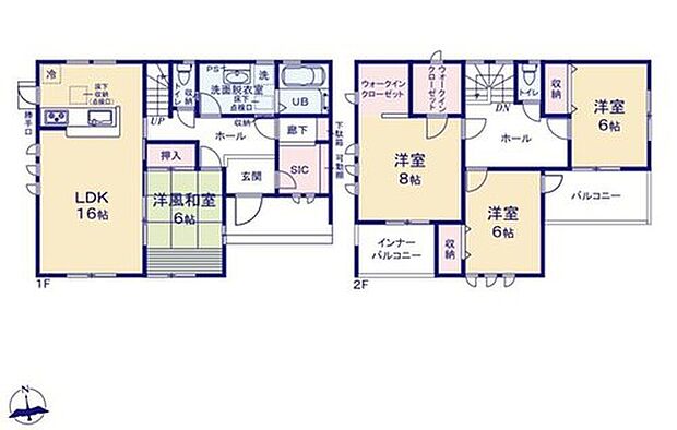 【4LDK】全居室6帖超の間取り♪
玄関にはシューズインクローゼットも完備♪
お客様を迎える玄関をいつもスッキリさせられます。
ウォークインクローゼットも2つ完備☆