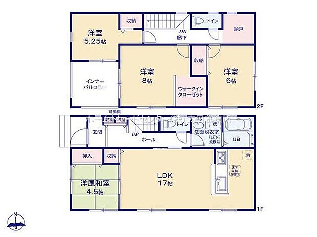 【4LDK+S】南に大きな開口部を設けたＬＤＫ♪
ウォークインクローゼットやストレージルーム完備♪
ライフステージの変化に対応できるたっぷり収納！
