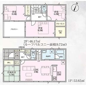 お子様の遊び場にぴったりの洋風和室付き♪
インナーバルコニーでは布団やかさばる洋服などもしっかり干すことができます♪
LDK収納やWICなど、収納が充実しています♪ 