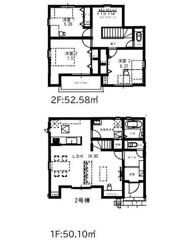 【3LDK】◇19帖超えのゆったりLDK!リビングイン階段採用♪
◇雨の日でも安心な広々インナーバルコニー♪
◇収納も多くご家族での生活に寄り添う設計です♪