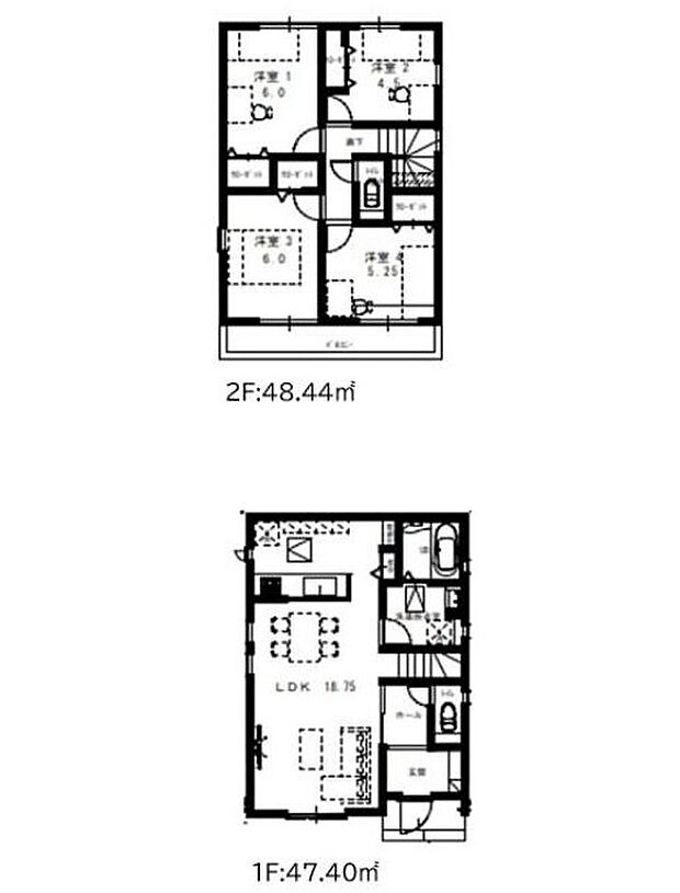 【4LDK】◇水回りが集中しているので、家事の動きがスムーズに♪
◇居室を2階に集約し、プライバシーにも配慮♪
◇バルコニーは2部屋より出られて便利♪