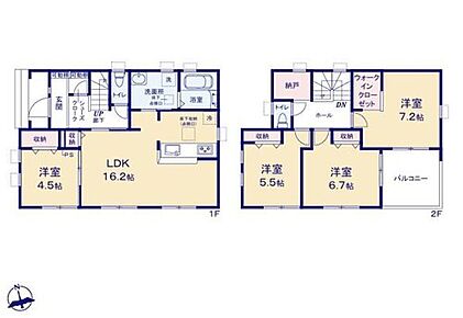 光と風を呼び込む全室南向きプラン☆
リビングと和室の間の引き戸を開ければ20帖超えの大空間が広がります♪
窓付きで換気OKの納戸。大切に保管したい雛人形・革製品なども安心♪ 
