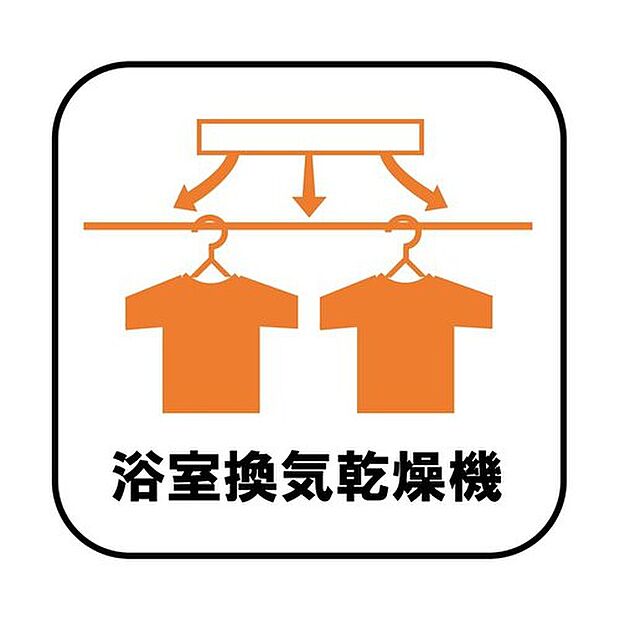 【【浴室換気乾燥機】】雨の日や冬場のお洗濯に嬉しい装備。洗濯物を乾かすだけでなく、入浴度に換気機能で湿気を排出できるためカビの防止にもなります。