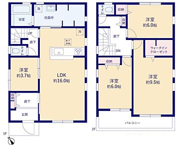 寛ぎの時間を紡ぎだす9.5帖の主寝室♪
大型ベットを置いても余裕です！
洋服をひとまとめに収納できるウォークインクローゼット完備☆ 
