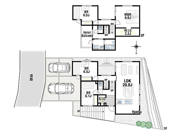 (2号地)、価格6980万円、4LDK+2S、土地面積173.8m2、建物面積121.21m2